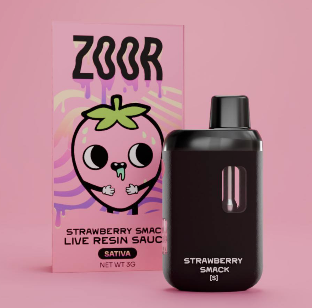 zoor thc vape ZOOR 3G DISPOSABLES LIVE RESIN SAUCE Strawberry Za Cake Indica – Green  Lands Weed Delivery main image 1